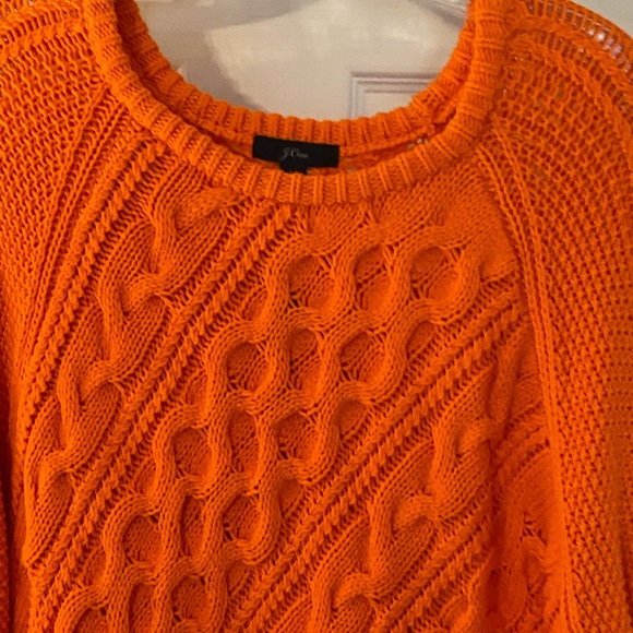 Sold! N/A JCrew Orange Diagonal Cable Knit Sweater - Picture 8 of 11